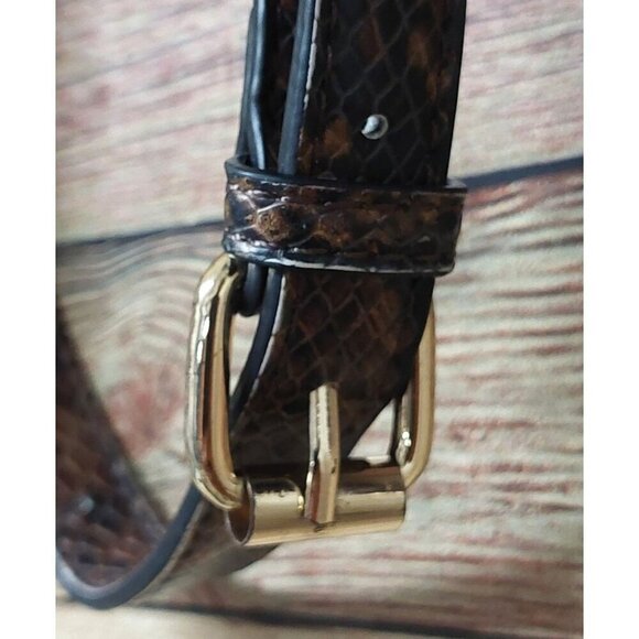 ALDO Brown & Gold Snakeskin Print Faux Leather Backpack Adjustable Straps - Picture 7 of 14